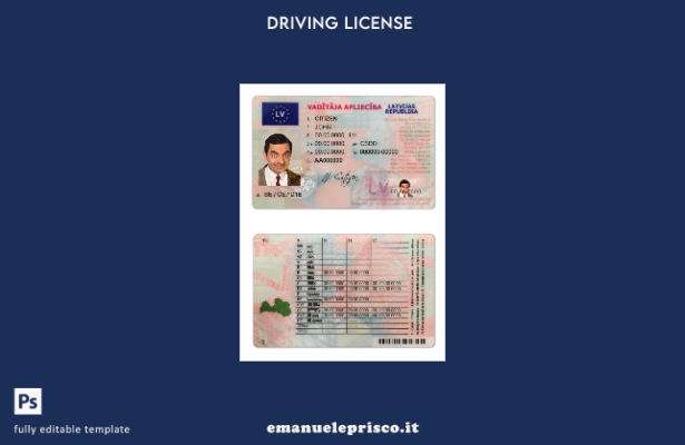 verified style modello di patente di guida lettone in stile verificato template
